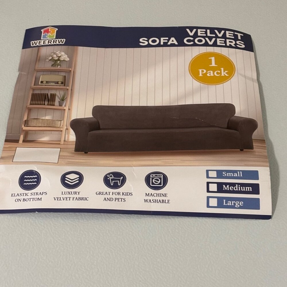 Gray Velvet Sofa/Couch Cover
